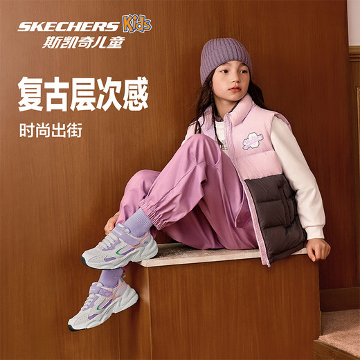 Skechers Skechers self-operated children's retro sports shoes girls autumn and winter new cushioning running shoes casual shoes 303967L