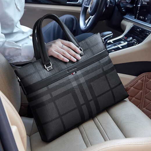 Cohnim kevin brand men's briefcase, laptop, document, shoulder crossbody bag, Valentine's Day birthday gift for boyfriend, British style c01831 striped style, large bag 14 inches