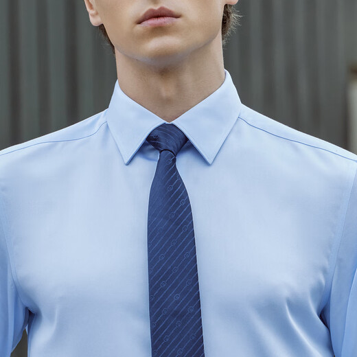 雅戈尔（YOUNGOR）长袖衬衫男士全棉200支面料免烫衬衫经典素色衬衫抗皱平整 浅蓝素色 41