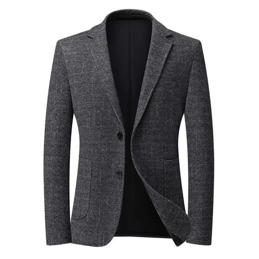 ROMON含羊毛西装外套男士2025秋季新款商务休闲西服中年爸爸上衣单件 603灰色 格纹(含羊毛） 3XL 建议170-185斤