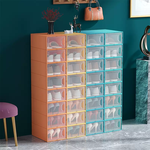 Yusenyi shoe box storage box transparent artifact drawer-type folding shoe cabinet space-saving plastic box simple shoe rack women's vertical version (41 sizes can be installed) white 12 pcs 32x21.5x12.5cm