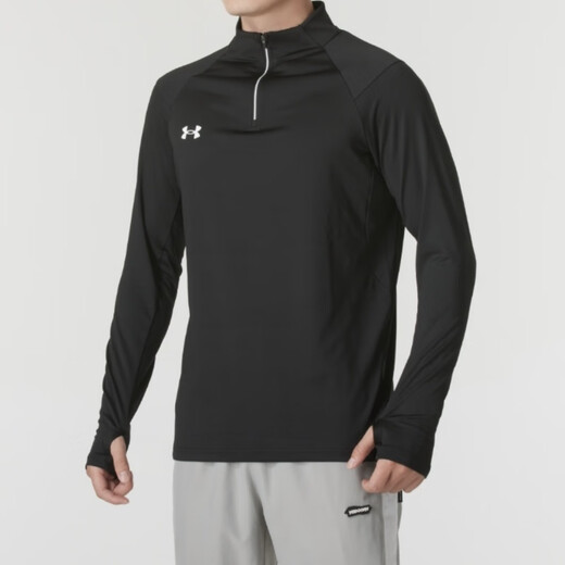UNDER ARMOUR Under Armor quick-drying t-shirt men's long-sleeved autumn half-zip sports loose top casual fashion pullover bottoming shirt black 603-001 elastic quick-drying L