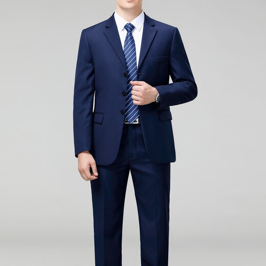 SEVEN 7 Seven brand men's wool suit suit business professional formal wear new knot dress high-end interview handsome suit 168 Baolan three buttons (no split) S 165/46 (please leave a message for what size pants you want)
