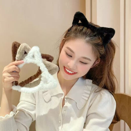 Ear headband cat ear female Internet celebrity 2025 new autumn and winter hairpin headband versatile outing face wash hair accessory 9# leopard print fur ears