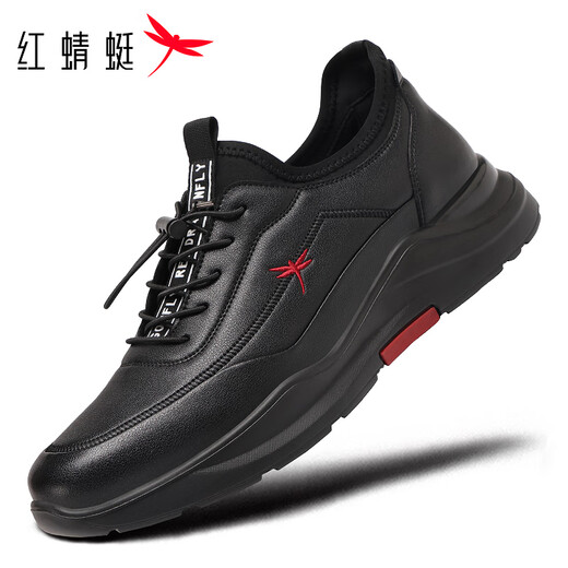 Red Dragonfly Men's Shoes Soft Sole Water-Repellent Casual Shoes Men's Business Wear-Resistant Lightweight Sports Shoes EXA350451 Black 41