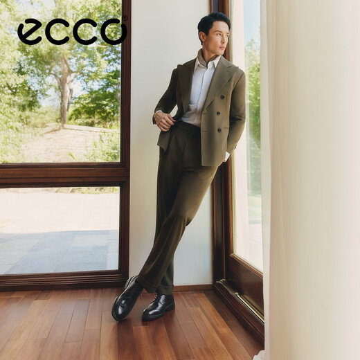 ECCO Leather Shoes Men's Derby Shoes Carved Brogue Leather Shoes Business Formal Shoes Men's Shoes Wedding Shoes Reese 622164 Black 62216401001 42