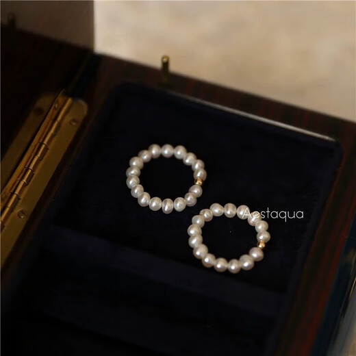 Zhuji Freshwater Nuclear Pearl Transfer Ring Women's Millet Bead Elastic Index Finger Ring High-end Light Luxury Holiday Gift Natural Pearl Transfer Ring About 6cm