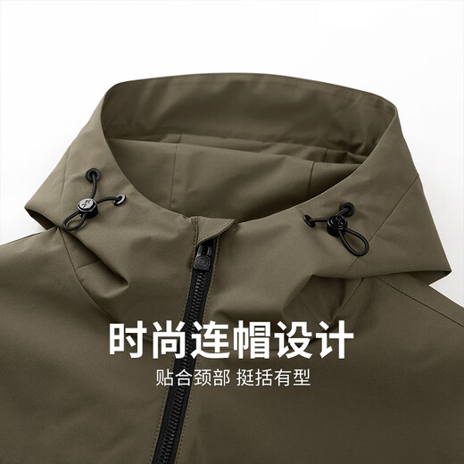 Dances with Wolves Light Outdoor Velvet Hooded Jacket Men's 2025 Autumn New Commuting Casual Youth Warm Jacket 1043 Khaki 701 L (175)