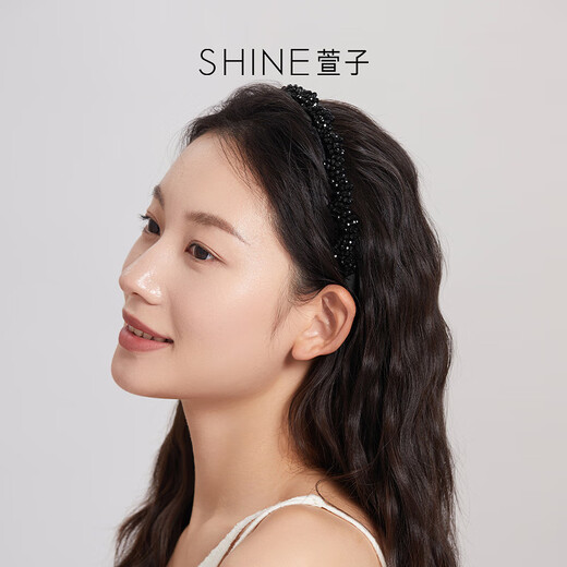 Xuanzi (SHINE) handmade beaded hairpin tooth comb headband niche design high-end wavy hairpin hair accessories birthday gift black 1 piece