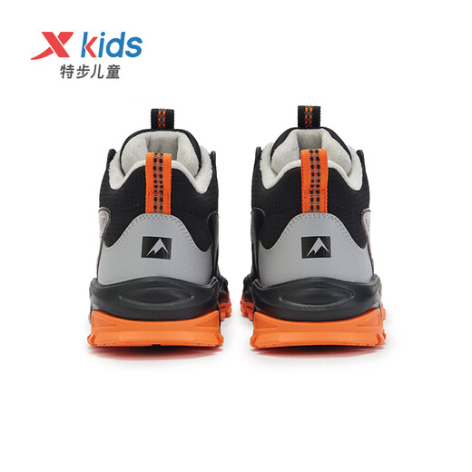 XTEP Children's Shoes Lingfeng 1.0 Dad Style Velvet Winter Windproof Warm Cotton Shoes Black/Aoki Gray 38