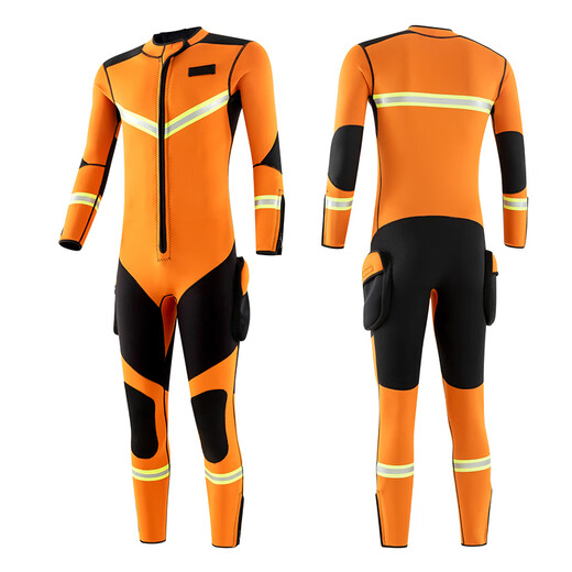 Oeny's new 3mm wetsuit for men and women, one-piece swimsuit, thickened and warm, special wetsuit for diving, quick drying, 3mm orange CR wetsuit, M55-65kg, one size fits all