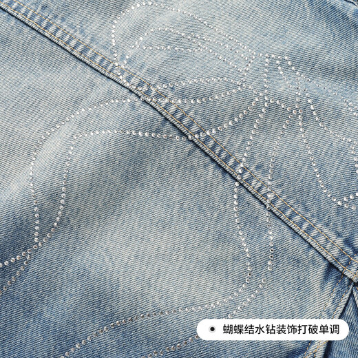 FivePlus washed denim jacket for women in autumn and winter, versatile and high-end wear, slimming top for small people, denim blue M