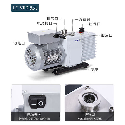 Lichen bipolar rotary vane vacuum pump 2XZ-2 laboratory industrial air conditioner refrigerator small vacuum pump 2XZ-0.5 pumping speed 0.5L/S
