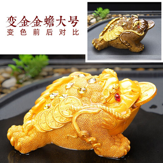 Light as I wish tea pet can raise high-end color-changing luminous tea pet chameleon turtle ornaments boutique can raise tea table tea supplies tea tray Golden toad turns into gold-gold diamond large size