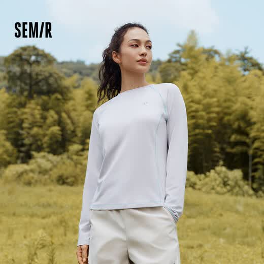 Semir long-sleeved T-shirt women's moisture-absorbent and quick-drying split outdoor winter 2025 raglan sleeve fleece top 109725101012