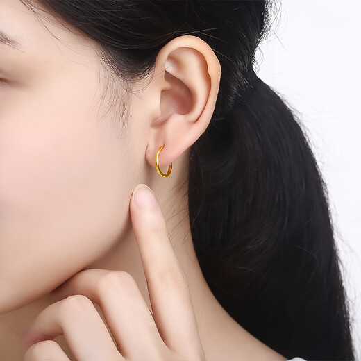 Saturday Blessing Simple Pure Gold 999 Gold Earrings Girls Birthday Gift Price AA090923 One Pair Approximately 1.21g