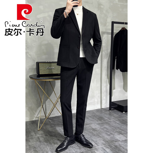 Pierre Cardin autumn thin small suit men's jacket slim and high-end casual Korean style handsome little suit suit dark gray XL