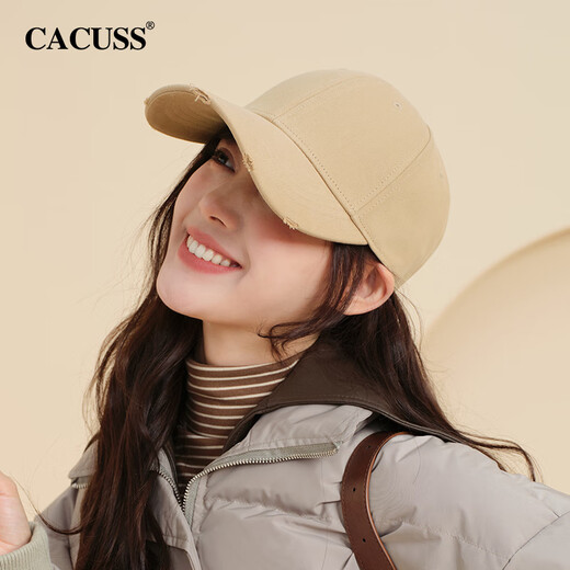 CACUSS Baseball Hat Women Summer Fashion Pure Cotton Hole Casual All-match Peaked Cap Trendy Men Outdoor Couple Navy-BQ6R005L001_ Solid Color Soft Top S(54-56cm)