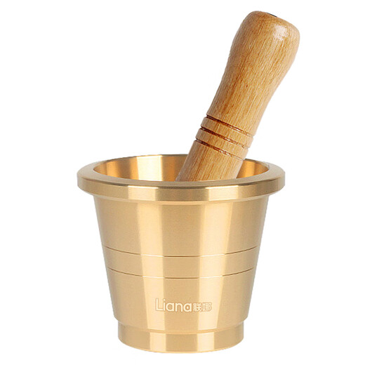 Lianna brass solid garlic pounder copper cup medicine cup Chinese medicine pound medicine jar medicine bowl kitchen grinder medicine jar jar grinding extra thick brass garlic pounder small size free 4-piece set