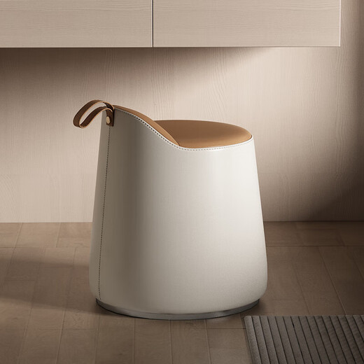 Shantou Lincun Dressing Stool Dressing Stool Chair ins Bedroom Light Luxury Minimalist Dressing Table Stool Home Net Off-white + Orange Thickened Leather Seat Surface + 360 Quiet