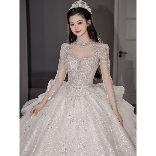 Flash Girl (Shandongshaonv) Vestido de novia Bride Hilo principal Industria pesada Tail al alto cableado NUEVA INDUSTRIA PESADA FRANCE FRANCE ENTERA PRINCIPAL Textura de hilo principal