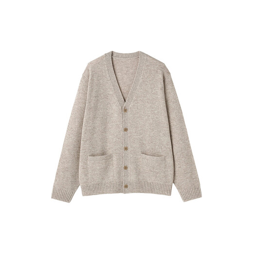 MUJI men's wool washable high-gauge V-neck cardigan men's knitted sweater autumn and winter 25 years AA0PHA5A oatmeal color L (175/100A)