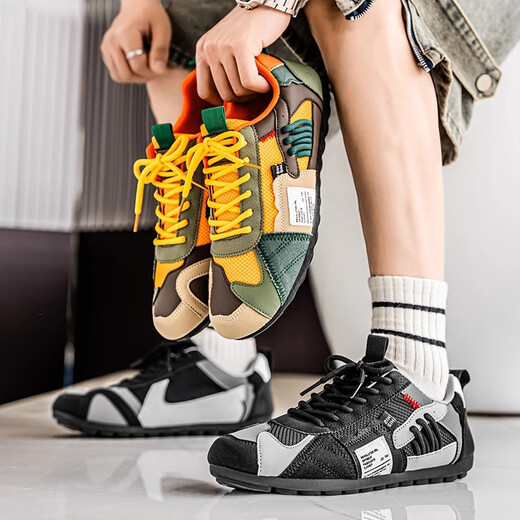 
Guirenniao Sports [Brand Code Off] Buy one get one get one men's shoes for summer mesh breathable youth sports and casual bean shoes for men 9908 black [Buy one pair alone] 41