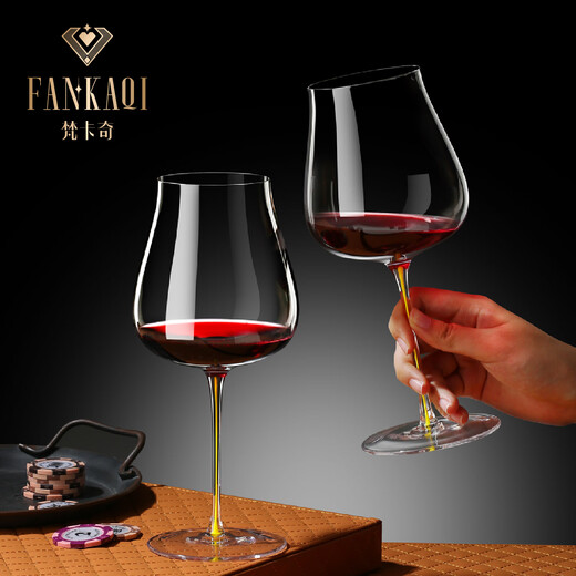 FANKAQI high-end luxury red wine glass, white wine glass, foreign wine glass, collection wine set gift box, collection wine set gift box, 18-piece set, yellow leather