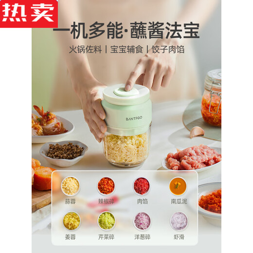 Yishan imported high-quality garlic artifact from Germany, garlic pounder, electric garlic grinder, small household press, Lake Water Green