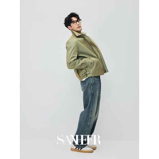 SANHEER British classic Japanese imported luxury brand royal two-color fabric autumn and winter men's lapel jacket DAJ408 khaki L 50