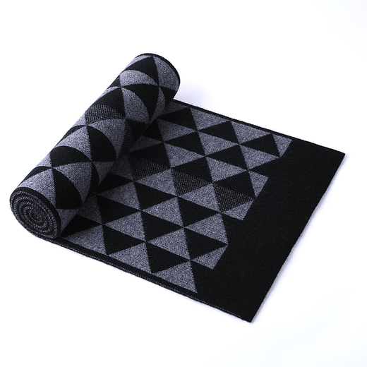 Pierre Cardin Cashmere Diamond Scarf Men's Autumn and Winter Thickened Warmth Versatile Knitted High-end Business Birthday Gift Gift Box Black Gray