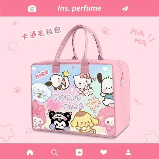 Cartoon felt travel bag storage bag large capacity cute outing luggage trolley case can be used as a must-have red KT cat