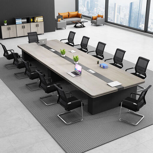 Conference table desk long table simple rectangular modern office furniture large conference room negotiation table and chair combination conference table thickened 2.4 meters