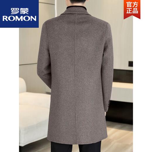 ROMON high-end double-sided woolen coat men's medium-length down gallbladder wool suit jacket casual woolen windbreaker 15X05 dark gray double-sided woolen coat M suitable for 95115Jin Jin equals 0.5 kg