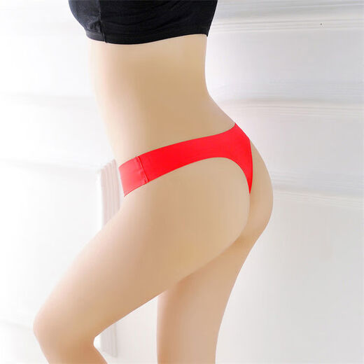 Hot Selling Cotton Bottom Thong Women's One Piece Ice Silk Seamless Adhesive Solid Color Briefs 2051 White One Size