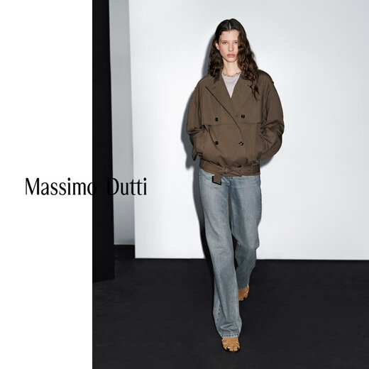 Massimo Dutti Discount Upgrade 2026 Women's Urban Versatile Casual Style Belt Short Windbreaker Jacket 06777777 Dark Brown XS (CN 165/84A)