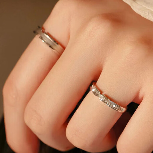 DRpt950 Platinum Ring Jianjia Bailu Platinum Couple Ring Men and Women Engagement Birthday Gift for Girlfriend Jianjia Bailu Pair of Rings Default Live and Closed Contact Customer Service