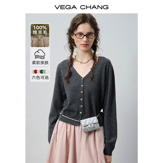 Vega Chang [100% en laine] Pull pour les femmes 2025 Nouveau tempérament d'automne Simple Cherry Red (Pull en laine) Toutes