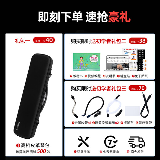 FEIFAN飞繁口风琴37键小学生专用初中生儿童成人专业演奏级EX37耀光黑