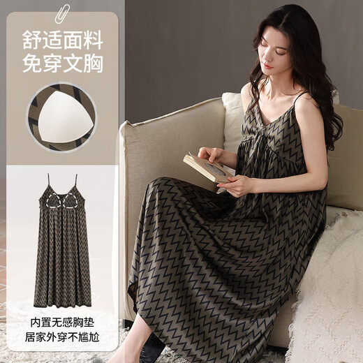 Camisón de suspensas de seda de hielo y nieve para mujeres con almohadillas de pechuga para faldas de playa de verano para vestidos de verano para ropa casera se puede usar fuera de AM13117 XL recomendado 120-140Jin [Jin iguala 0.5 kg] código de tarjeta para tomar una gran oportunidad