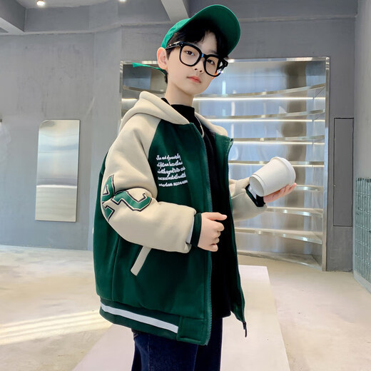 Children's clothing, boys' autumn jackets, spring and autumn models, 2025 new style, medium and large children's street boys' autumn style clothes trend WX-Xin136 black plus velvet style 160 (recommended within 155 cm)