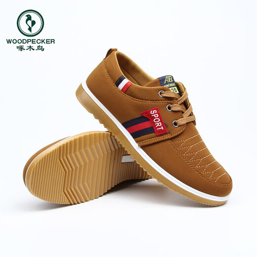 Woodpecker spring and autumn beef tendon sole old Beijing cloth shoes men's breathable non-slip wear-resistant work shoes casual shoes canvas shoes daddy shoes 878 blue 39