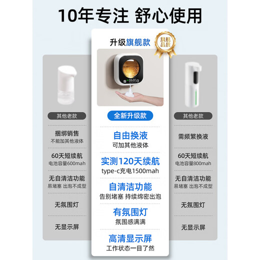South Sandwich hand soap sensor automatic induction mobile phone washing smart electric foam dish soap dispenser hand soap wall-mounted household sensor black foam + bottle of hand soap