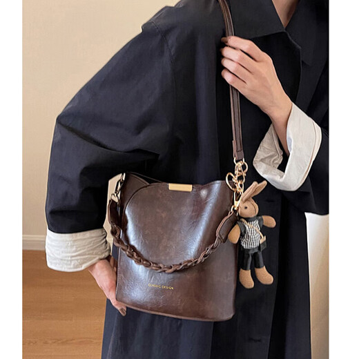 YUYULA cowhide bag women's bag crossbody bucket bag commuting light luxury shoulder bag birthday gift high-end for girlfriend and wife