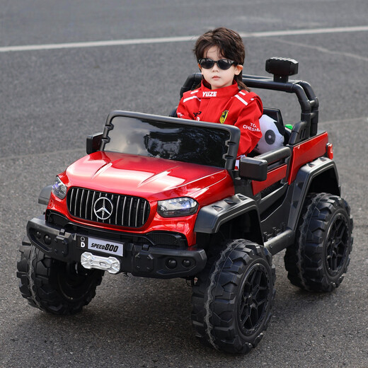 ZOCO children's electric car four-wheeled, can sit adults, double, children's toy remote control stroller, four-wheel drive off-road vehicle, painted red, four-wheel drive full function + 12v10A large battery