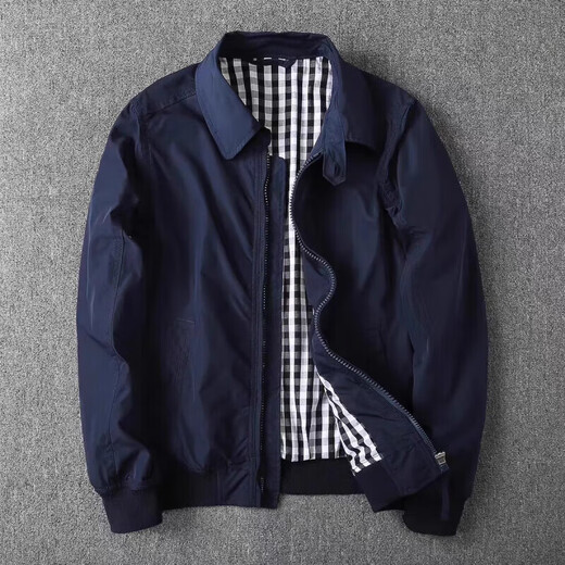 Kuraishi Kazuki Hong Kong style business solid color executive jacket men's autumn and winter trendy brand workwear for young and middle-aged people versatile and handsome windproof jacket blue regular XL recommended 150-165Jin Jin equals 0.5 kg