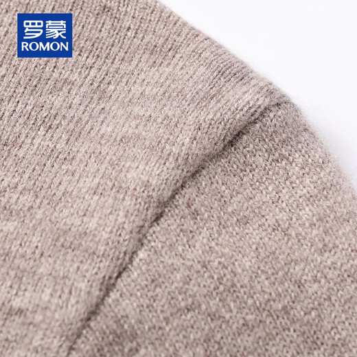 ROMON 100% pure wool sweater men's thick solid color round neck pullover autumn and winter warm casual casual sweater for young and middle-aged men
