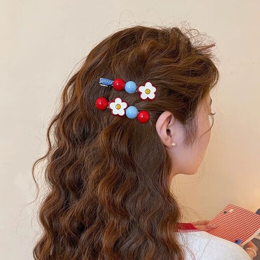 Rock Sugar Hawthorn Flower 2025 New Hairpin Women's Side Clip Sweet Forehead Hairpin One-Word Bangs Clip Headwear Main Image 2-piece Set