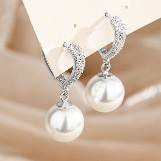 Lao Fengxiang Pearl Earrings Women's Earrings Feeling Earrings Women's 2025 New Birthday Gift Girls Silver Jewelry s925 Sterling Silver Heart Pearl Earrings Women's Earrings + Certificate + Brand Gift Box