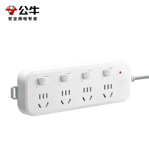 公牛（BULL）插座排插转换器过载保护 新国标超功率断电保护 B5系列接线板 开关拖线板 【分控|四位五孔|1.8米|超功率保护】B5043